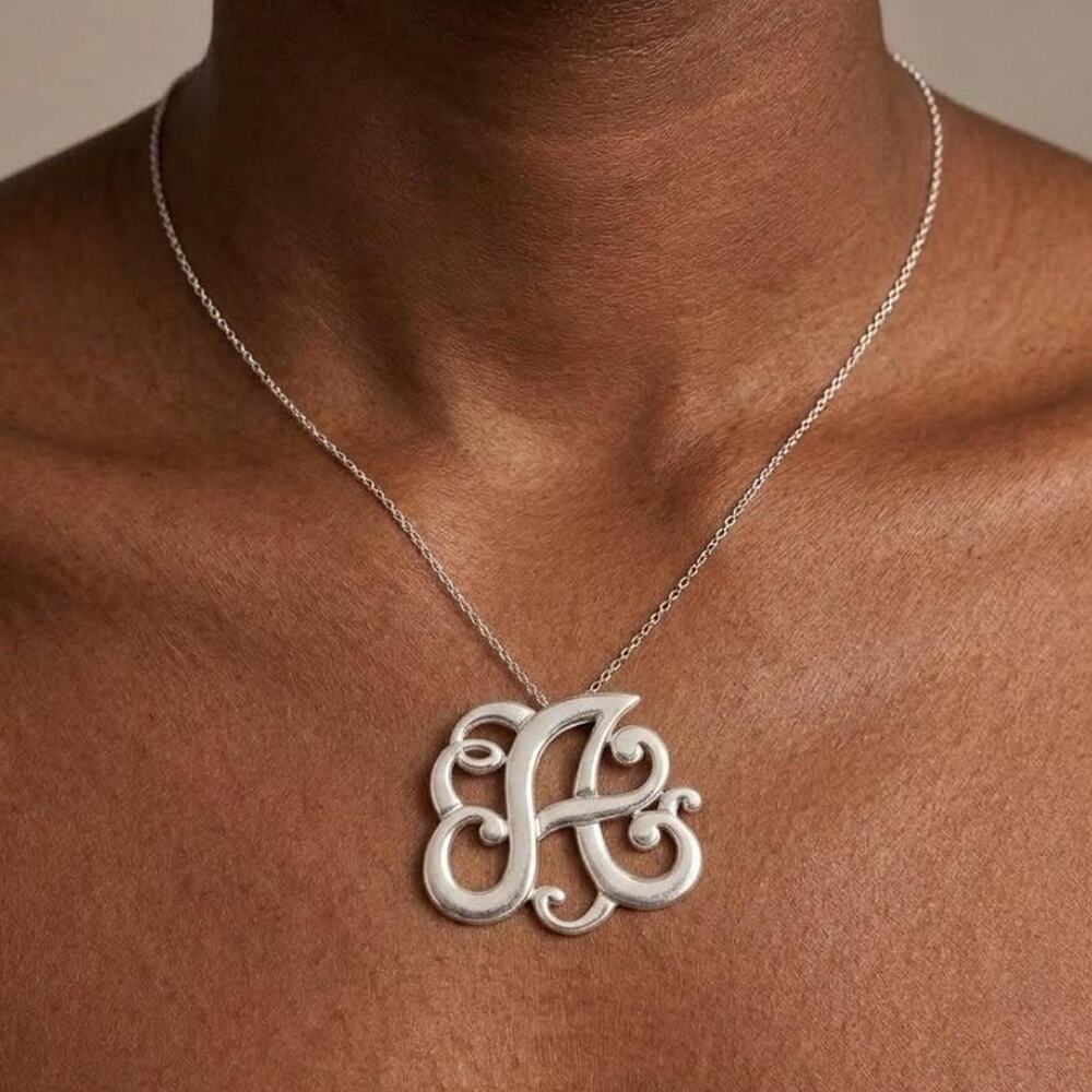 Silver monogram necklace with 24
